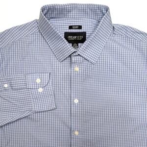 Kenneth Cole AWEARNESS Mens Button Down Dress Shirt 17x34/35 XL Checker Slim Fit